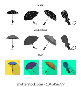 Vector illustration of protection and closed logo. Collection of protection and rainy vector icon for stock.