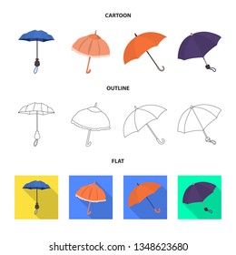 Vector illustration of protection and closed logo. Set of protection and rainy stock vector illustration.