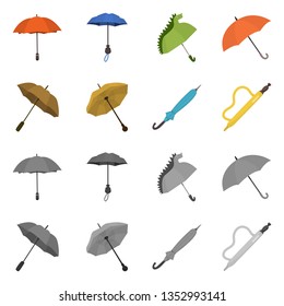 Vector illustration of protection and closed logo. Collection of protection and rainy stock symbol for web.
