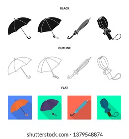 Vector illustration of protection and closed logo. Collection of protection and rainy vector icon for stock.