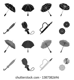 Vector illustration of protection and closed logo. Collection of protection and rainy vector icon for stock.
