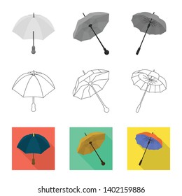 Vector illustration of protection and closed logo. Collection of protection and rainy vector icon for stock.