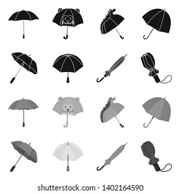 Vector illustration of protection and closed logo. Collection of protection and rainy stock vector illustration.