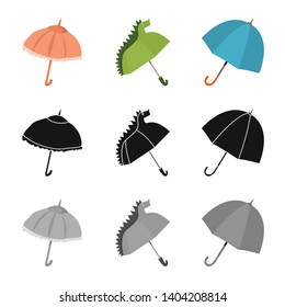 Vector illustration of protection and closed logo. Set of protection and rainy stock symbol for web.