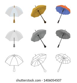 Vector illustration of protection and closed logo. Set of protection and rainy vector icon for stock.