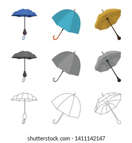 Vector illustration of protection and closed logo. Set of protection and rainy stock vector illustration.