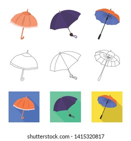 Vector illustration of protection and closed logo. Set of protection and rainy stock symbol for web.