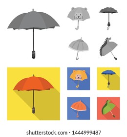 Vector illustration of protection and closed logo. Set of protection and rainy stock vector illustration.