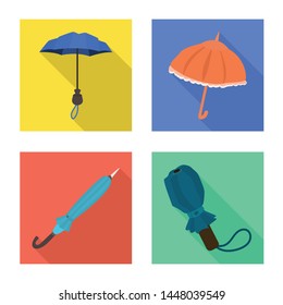 Vector illustration of protection and closed logo. Collection of protection and rainy stock symbol for web.