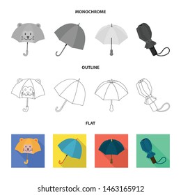 Vector illustration of protection and closed logo. Set of protection and rainy vector icon for stock.