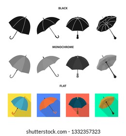 Vector illustration of protection and closed sign. Collection of protection and rainy vector icon for stock.
