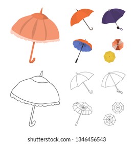 Vector illustration of protection and closed sign. Collection of protection and rainy vector icon for stock.