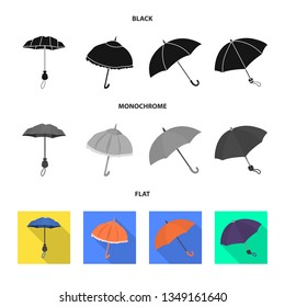 Vector illustration of protection and closed sign. Collection of protection and rainy vector icon for stock.