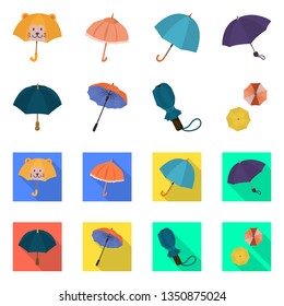 Vector illustration of protection and closed sign. Collection of protection and rainy stock symbol for web.