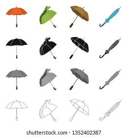 Vector illustration of protection and closed sign. Set of protection and rainy stock vector illustration.