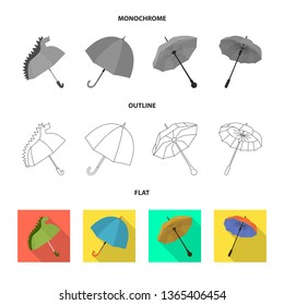 Vector illustration of protection and closed sign. Collection of protection and rainy stock symbol for web.