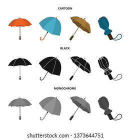 Vector illustration of protection and closed sign. Collection of protection and rainy stock symbol for web.