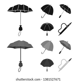 Vector illustration of protection and closed sign. Set of protection and rainy vector icon for stock.