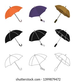 Vector illustration of protection and closed sign. Collection of protection and rainy vector icon for stock.