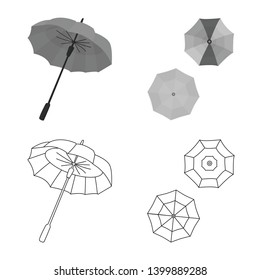 Vector illustration of protection and closed sign. Collection of protection and rainy vector icon for stock.