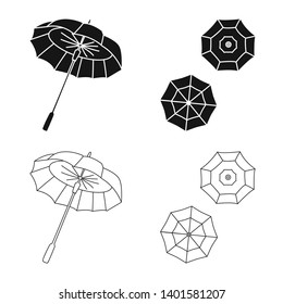 Vector illustration of protection and closed sign. Set of protection and rainy stock vector illustration.