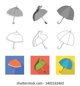 Vector illustration of protection and closed sign. Collection of protection and rainy stock vector illustration.