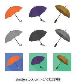 Vector illustration of protection and closed sign. Collection of protection and rainy stock symbol for web.