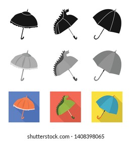Vector illustration of protection and closed sign. Set of protection and rainy stock symbol for web.