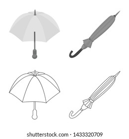 Vector illustration of protection and closed sign. Collection of protection and rainy vector icon for stock.