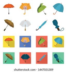 Vector illustration of protection and closed sign. Collection of protection and rainy stock symbol for web.