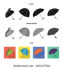 Vector illustration of protection and closed sign. Set of protection and rainy stock symbol for web.
