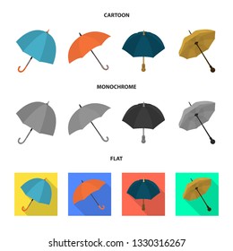 Vector illustration of protection and closed symbol. Set of protection and rainy vector icon for stock.