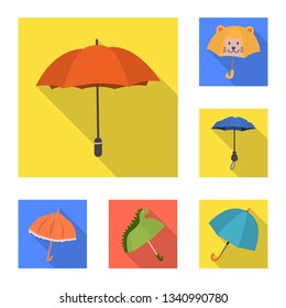 Vector illustration of protection and closed symbol. Set of protection and rainy stock symbol for web.