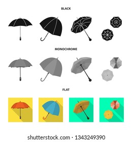 Vector illustration of protection and closed symbol. Set of protection and rainy stock vector illustration.