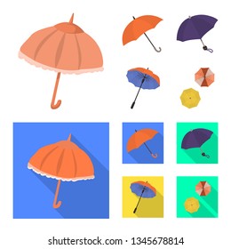 Vector illustration of protection and closed symbol. Set of protection and rainy stock vector illustration.