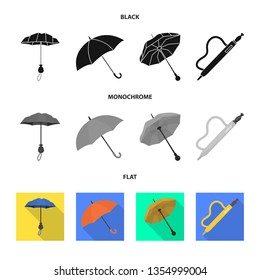 Vector illustration of protection and closed symbol. Set of protection and rainy stock vector illustration.