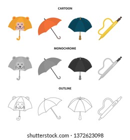 Vector illustration of protection and closed symbol. Set of protection and rainy stock vector illustration.