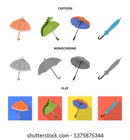 Vector illustration of protection and closed symbol. Collection of protection and rainy vector icon for stock.
