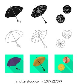 Vector illustration of protection and closed symbol. Collection of protection and rainy stock vector illustration.