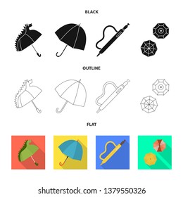 Vector illustration of protection and closed symbol. Collection of protection and rainy vector icon for stock.