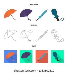 Vector illustration of protection and closed symbol. Collection of protection and rainy vector icon for stock.
