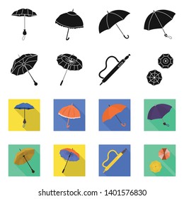 Vector illustration of protection and closed symbol. Collection of protection and rainy stock symbol for web.