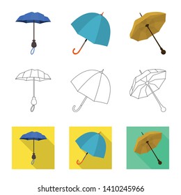 Vector illustration of protection and closed symbol. Set of protection and rainy stock vector illustration.
