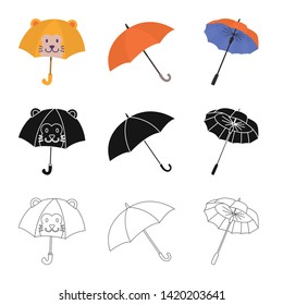 Vector illustration of protection and closed symbol. Set of protection and rainy stock symbol for web.