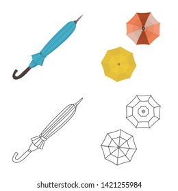 Vector illustration of protection and closed symbol. Collection of protection and rainy stock symbol for web.