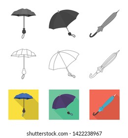 Vector illustration of protection and closed symbol. Collection of protection and rainy stock vector illustration.