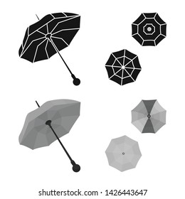 Vector illustration of protection and closed symbol. Collection of protection and rainy stock symbol for web.