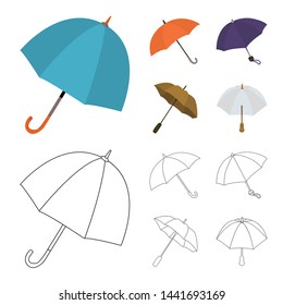 Vector illustration of protection and closed symbol. Collection of protection and rainy vector icon for stock.