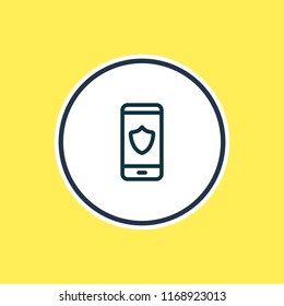 Vector illustration of protection icon line. Beautiful phone element also can be used as security icon element.