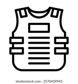 Vector illustration of a protective bulletproof vest. Editable stroke.